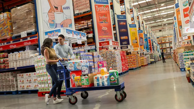 Customers shopping in a distribution store